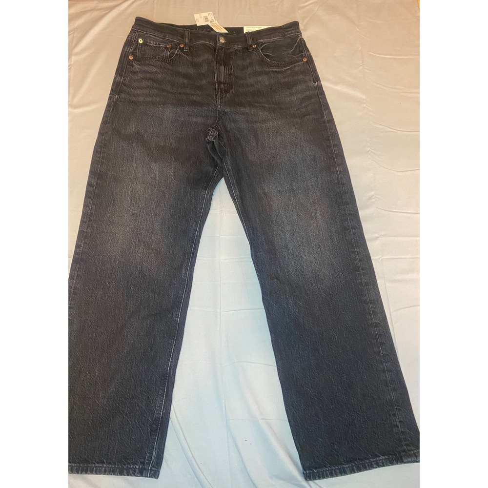 American Eagle Ex-Boyfriend Jeans Womens 12 Long Black NEW Comfort Stretch Wash